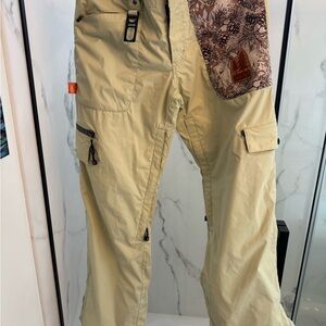 Tan Cargo Snow Pants with Utility Pockets